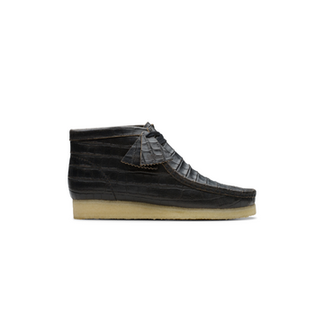 Wallabee Boot Black Crocodile Distressed style